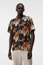 Elio Tropical Print Shirt Navy Men J.Lindeberg Clothing 66XF1170
