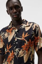 Elio Tropical Print Shirt Navy Men J.Lindeberg Clothing 66XF1170 - Image 4