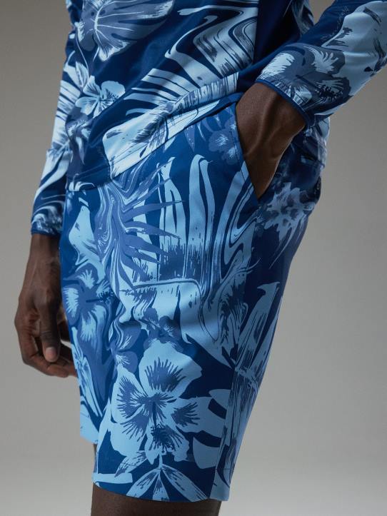 Eloy Print Shorts Hibiscus Blue Men J.Lindeberg Clothing 66XF490 - Image 3