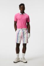 Eloy Print Shorts Pink Painted Bridge Men J.Lindeberg Clothing 66XF408 - Image 2
