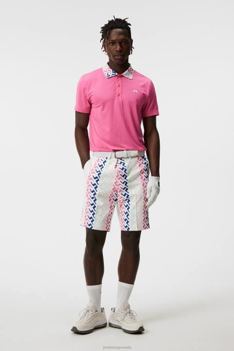 Eloy Print Shorts Pink Painted Bridge Men J.Lindeberg Clothing 66XF408 - Image 2