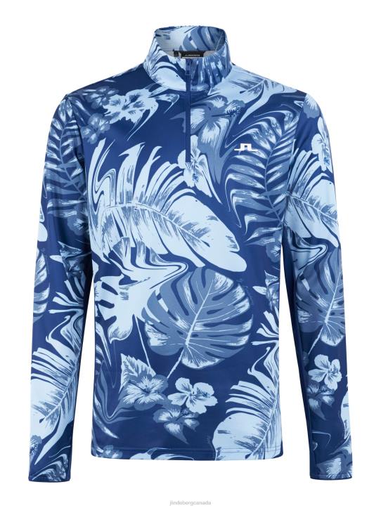 Emanuel Print Mid Layer Hibiscus Blue Men J.Lindeberg Clothing 66XF662 - Image 4