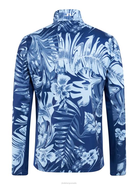 Emanuel Print Mid Layer Hibiscus Blue Men J.Lindeberg Clothing 66XF662 - Image 5