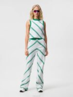 Emmie Knitted Pant Green Bias Stripe Women J.Lindeberg Clothing 66XF1726 - Image 3