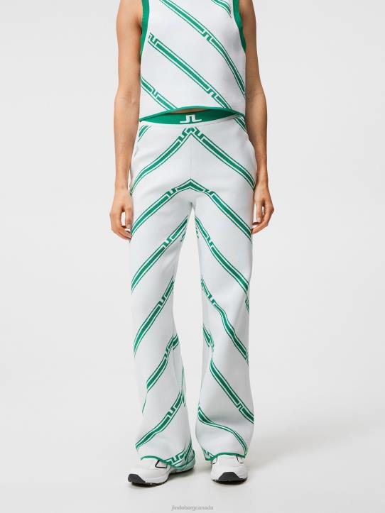 Emmie Knitted Pant Green Bias Stripe Women J.Lindeberg Clothing 66XF1726 - Image 1