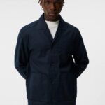 Errol Linen Workwear Overshirt Navy Men J.Lindeberg Clothing 66XF1193