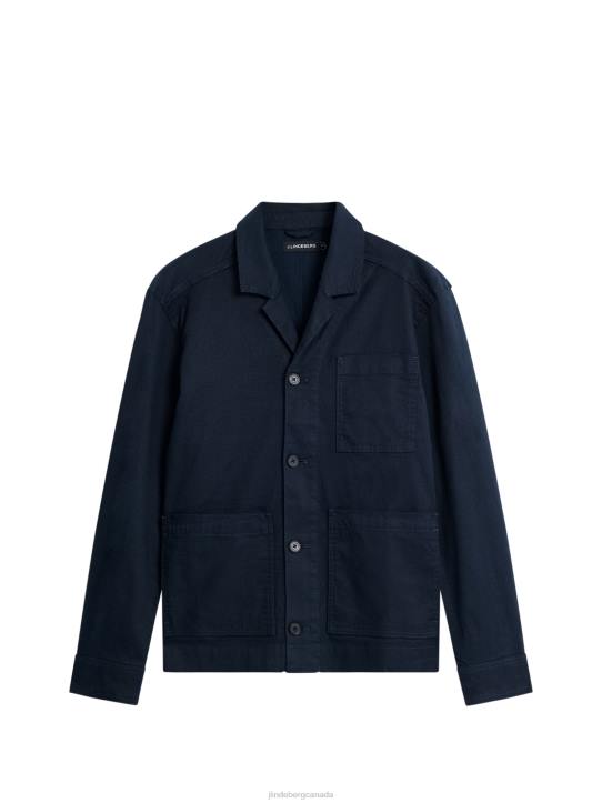 Errol Linen Workwear Overshirt Navy Men J.Lindeberg Clothing 66XF1193 - Image 5