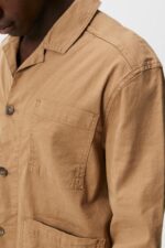 Errol Linen Workwear Overshirt Tiger Brown Men J.Lindeberg Clothing 66XF1194 - Image 3