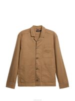 Errol Linen Workwear Overshirt Tiger Brown Men J.Lindeberg Clothing 66XF1194 - Image 4