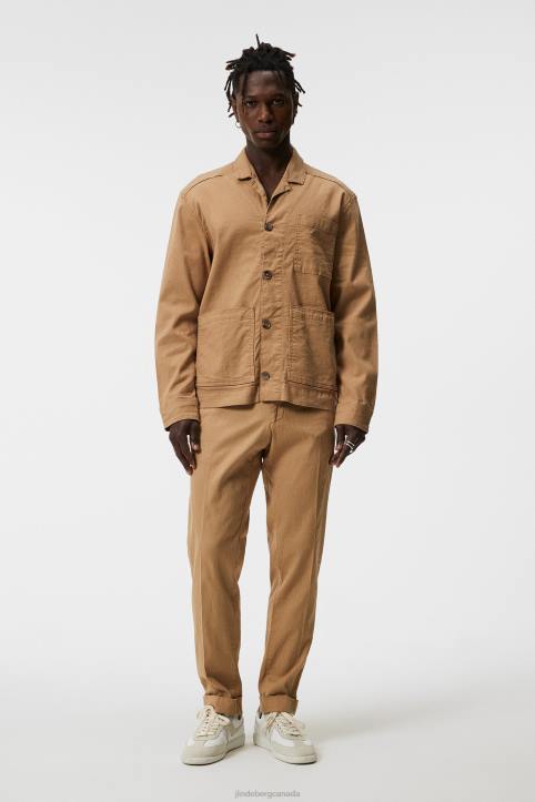 Errol Linen Workwear Overshirt Tiger Brown Men J.Lindeberg Clothing 66XF1194 - Image 1