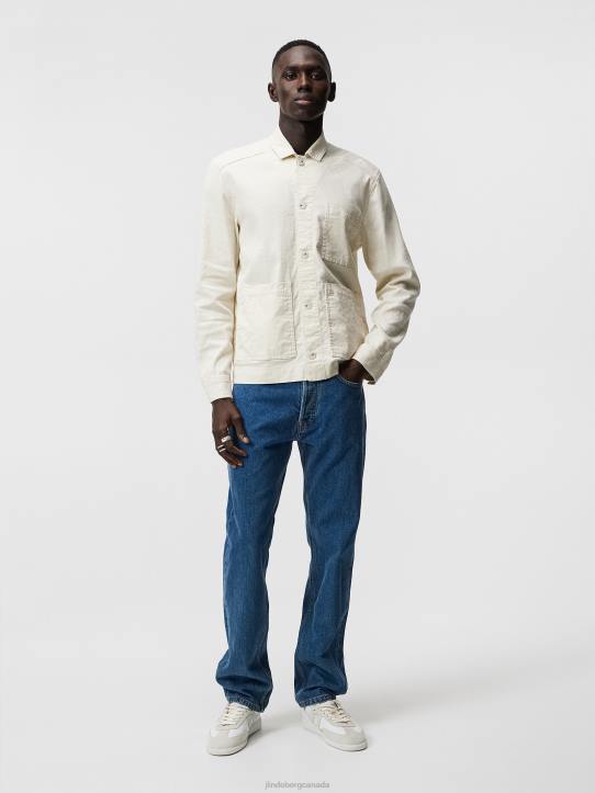Errol Linen Workwear Overshirt Turtledove Men J.Lindeberg Clothing 66XF1192 - Image 3