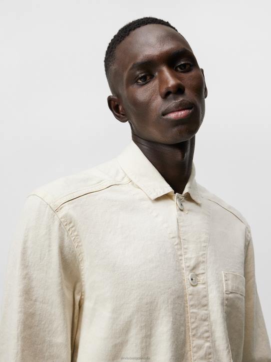 Errol Linen Workwear Overshirt Turtledove Men J.Lindeberg Clothing 66XF1192 - Image 4