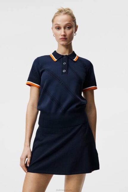 Feline Knitted Shirt Navy Women J.Lindeberg Clothing 66XF1840