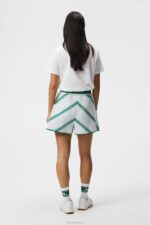 Flare Knitted Shorts Green Bias Stripe Women J.Lindeberg Clothing 66XF1721 - Image 2