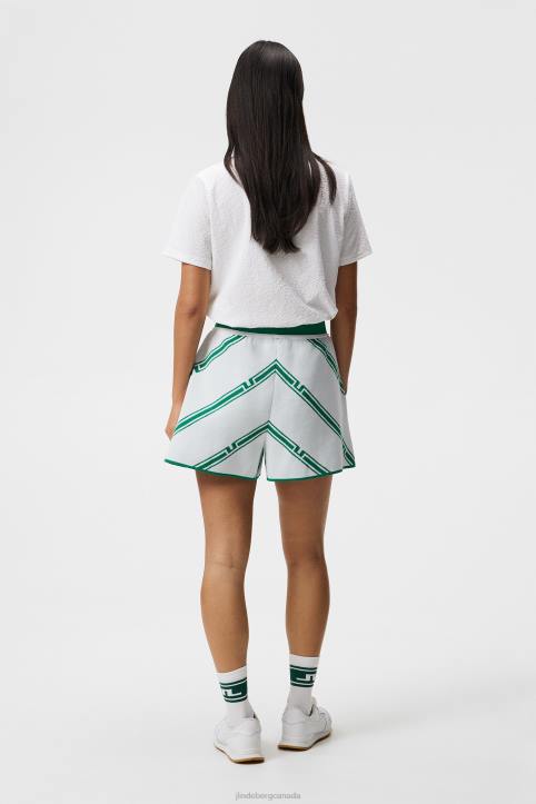 Flare Knitted Shorts Green Bias Stripe Women J.Lindeberg Clothing 66XF1721 - Image 2