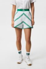 Flare Knitted Shorts Green Bias Stripe Women J.Lindeberg Clothing 66XF1721