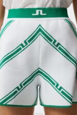 Flare Knitted Shorts Green Bias Stripe Women J.Lindeberg Clothing 66XF1721 - Image 4