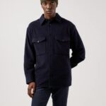 Flat Wool Loose Fit Overshirt Navy Men J.Lindeberg Clothing 66XF2500