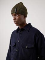 Flat Wool Loose Fit Overshirt Navy Men J.Lindeberg Clothing 66XF2500 - Image 4