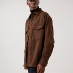 Flat Wool Loose Fit Overshirt Umber Brown Men J.Lindeberg Clothing 66XF2499
