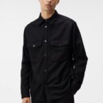 Flat Wool Overshirt Black Men J.Lindeberg Clothing 66XF1161