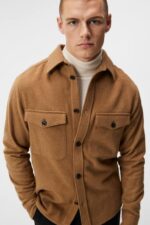 Flat Wool Overshirt Chipmunk Men J.Lindeberg Clothing 66XF1160 - Image 4