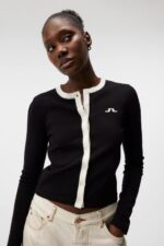 Freda Knitted Cardigan Black Women J.Lindeberg Clothing 66XF1832 - Image 4