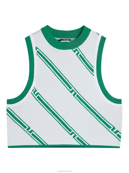 Freja Knitted Top Green Bias Stripe Women J.Lindeberg Clothing 66XF1838 - Image 4