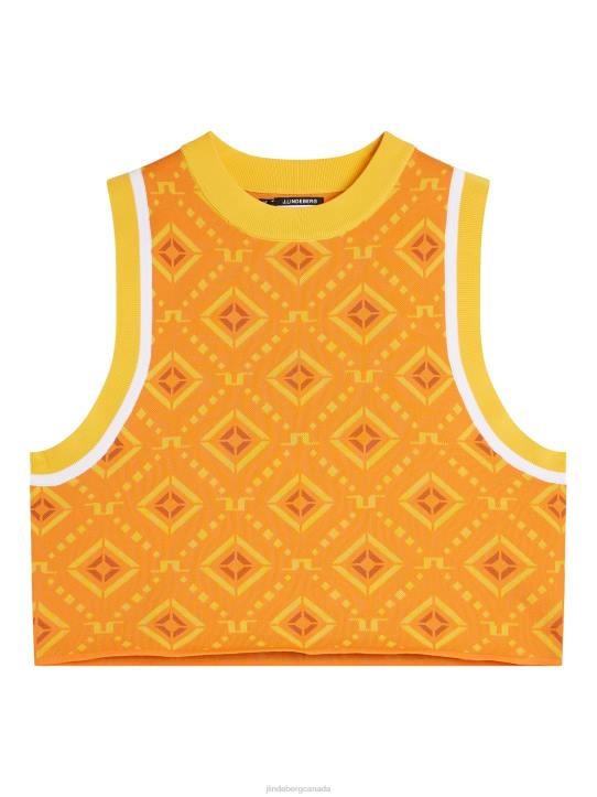 Freja Knitted Top Orange Diamond Logo Women J.Lindeberg Clothing 66XF1839 - Image 4