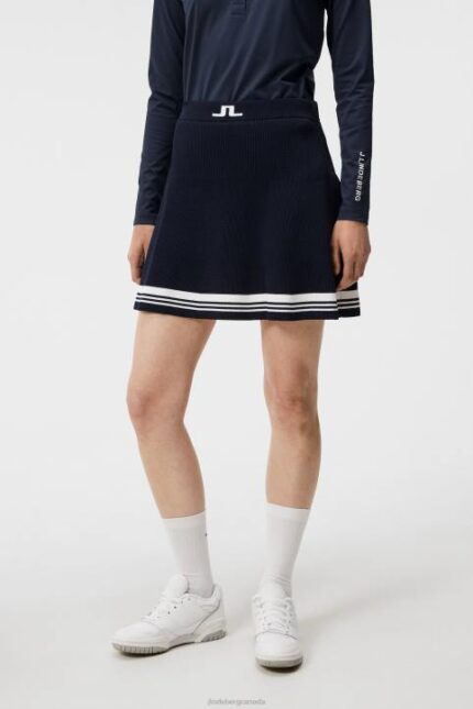 Frida Stripe Knitted Skirt Navy Women J.Lindeberg Clothing 66XF1558
