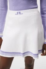 Frida Stripe Knitted Skirt White Women J.Lindeberg Clothing 66XF1557 - Image 4