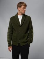 Gaven Shawl Collar Cardigan Forest Green Men J.Lindeberg Clothing 66XF2291