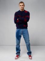 Glen Jacquard Sweater Navy Men J.Lindeberg Clothing 66XF2293 - Image 3