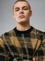 Glen Jacquard Sweater Tiger Brown Men J.Lindeberg Clothing 66XF2294 - Image 3