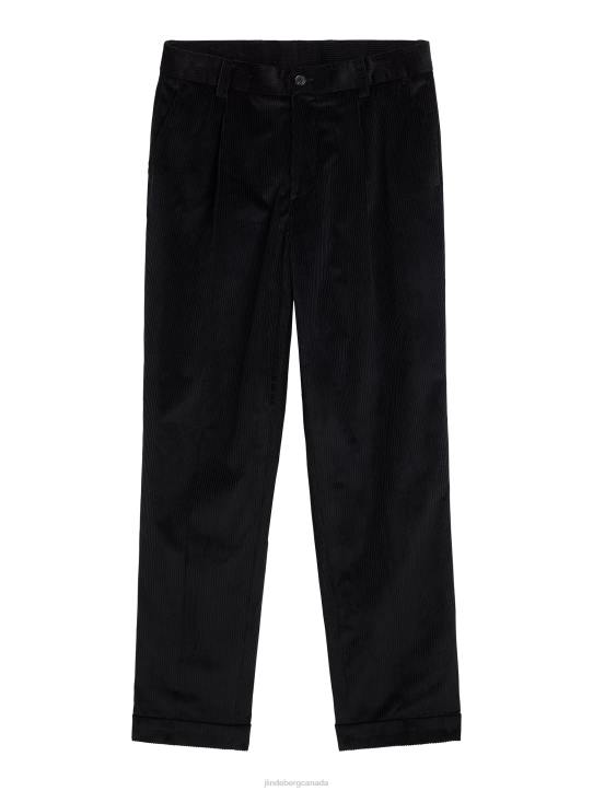 Gordon Corduroy Pleated Pants Black Men J.Lindeberg Clothing 66XF2555 - Image 4