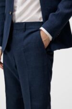 Grant Super Linen Pants Blue Indigo Men J.Lindeberg Clothing 66XF1219 - Image 4
