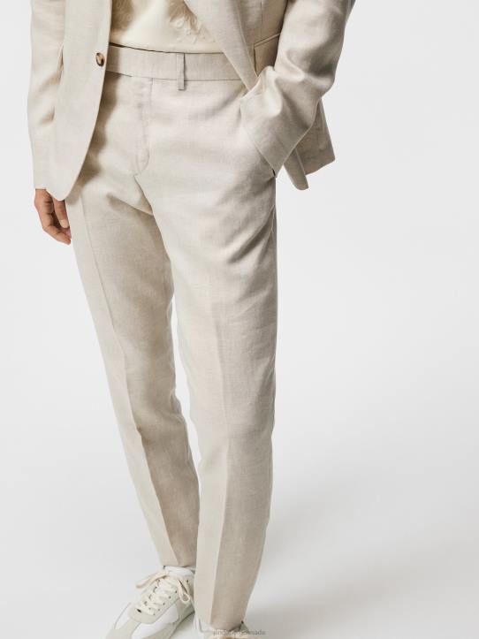 Grant Super Linen Pants Safari Beige Men J.Lindeberg Clothing 66XF1218 - Image 4