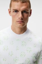 Gus Jacquard Sweater White Sphere Dot Men J.Lindeberg Clothing 66XF584 - Image 4