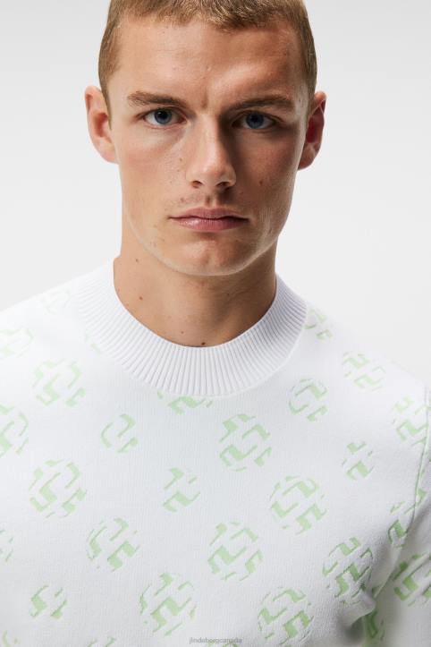 Gus Jacquard Sweater White Sphere Dot Men J.Lindeberg Clothing 66XF584 - Image 4