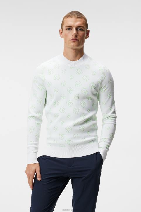 Gus Jacquard Sweater White Sphere Dot Men J.Lindeberg Clothing 66XF584 - Image 1