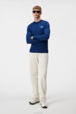Gus Knitted Sweater Estate Blue Men J.Lindeberg Clothing 66XF510 - Image 2