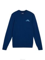 Gus Knitted Sweater Estate Blue Men J.Lindeberg Clothing 66XF510 - Image 5