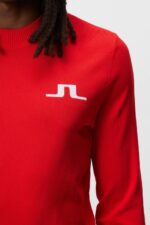 Gus Knitted Sweater Fiery Red Men J.Lindeberg Clothing 66XF589 - Image 3
