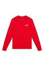 Gus Knitted Sweater Fiery Red Men J.Lindeberg Clothing 66XF589 - Image 4