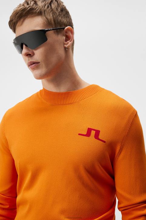 Gus Knitted Sweater Russet Orange Men J.Lindeberg Clothing 66XF588 - Image 3