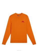 Gus Knitted Sweater Russet Orange Men J.Lindeberg Clothing 66XF588 - Image 5