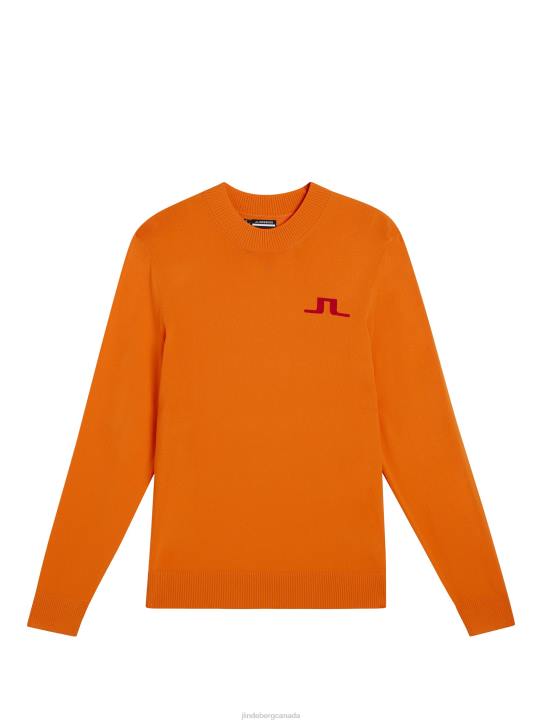Gus Knitted Sweater Russet Orange Men J.Lindeberg Clothing 66XF588 - Image 5