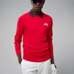 Gus Sweater Barbados Cherry Men J.Lindeberg Clothing 66XF2331