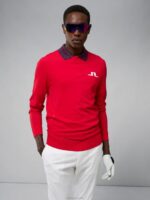 Gus Sweater Barbados Cherry Men J.Lindeberg Clothing 66XF2331