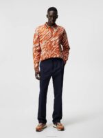 Haij Cotton Linen Pants Navy Men J.Lindeberg Clothing 66XF1222 - Image 2